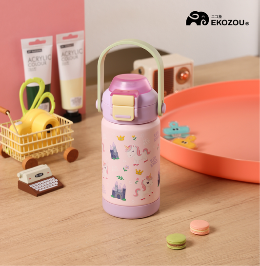 EKO KIDS : Durable leak-proof insulated kids bottle with straw lid